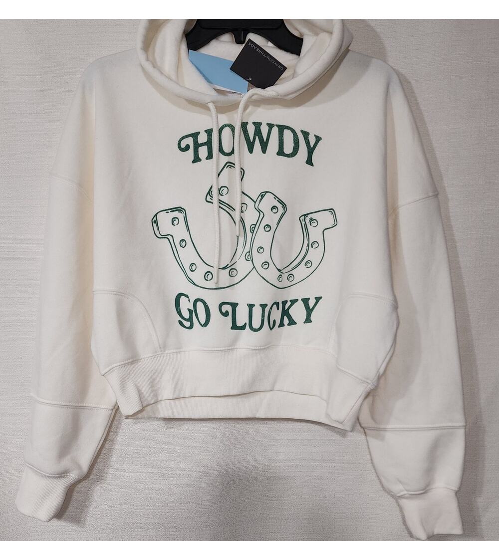 Howdy white crop top Hoodie women's XS Grayson/threads